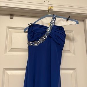 Navy one shoulder dress